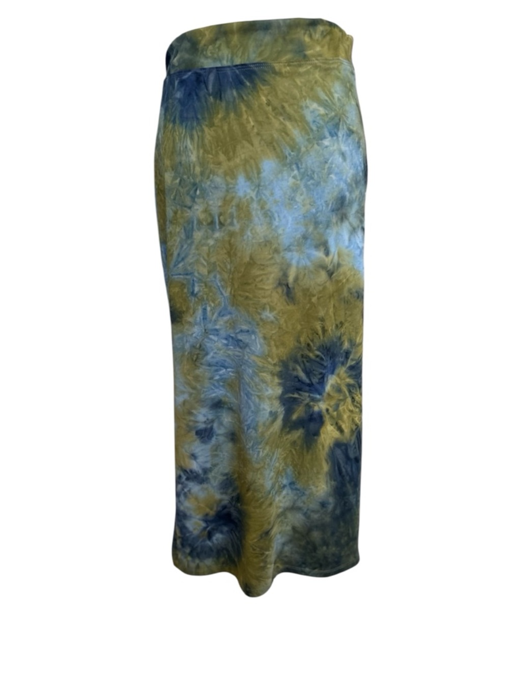 Sundry Tie-Dye Midi Skirt in Olive Green & Blue